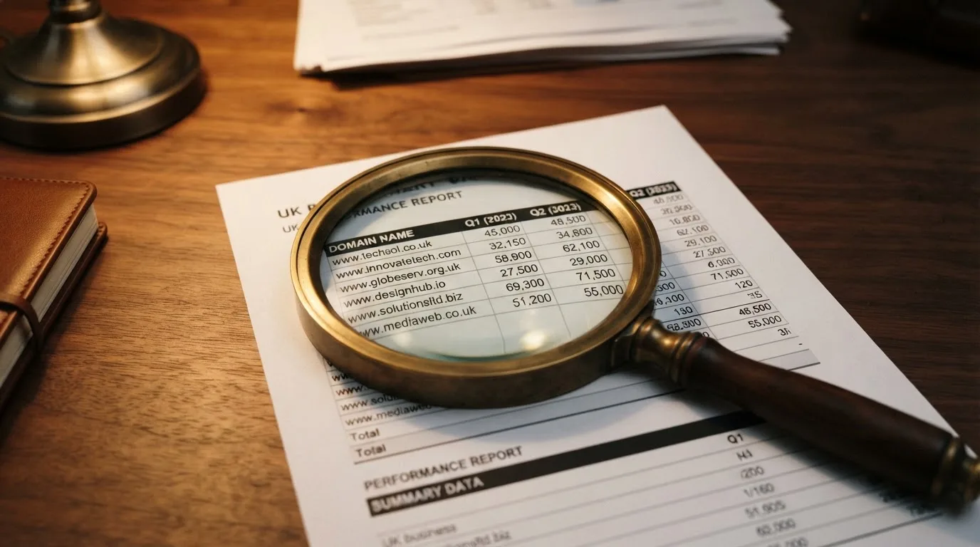 A magnifying glass rests over a printed regulatory certificate on a wooden desk.