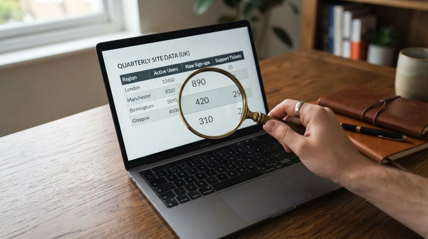 A magnifying glass rests over a printed regulatory certificate on a wooden desk.